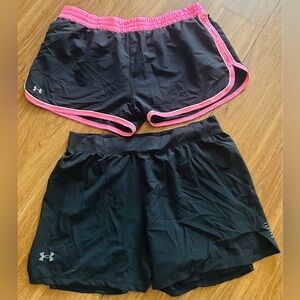 Under Armour Women's Black Shorts with Pink Trim Set